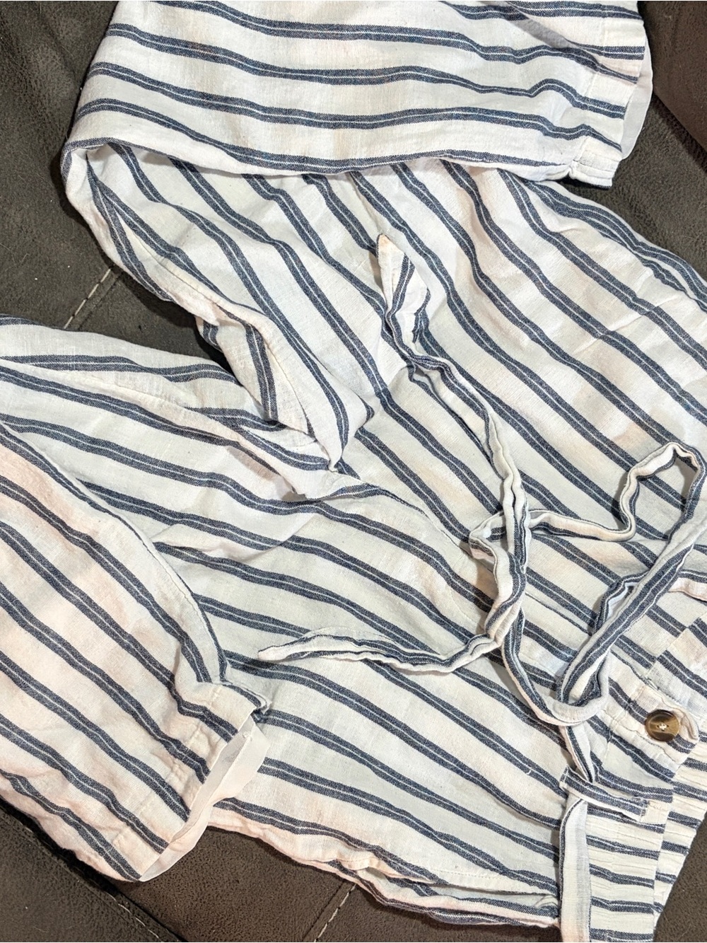 American Eagle Outfitters White pants with Navy Stripes